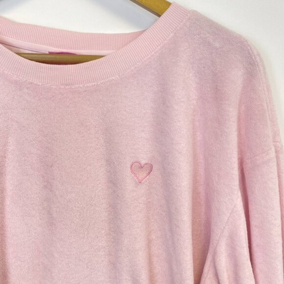 Stoney Clover Lane Pink Terry Cloth Cropped Sweatshirt - Picture 4 of 12